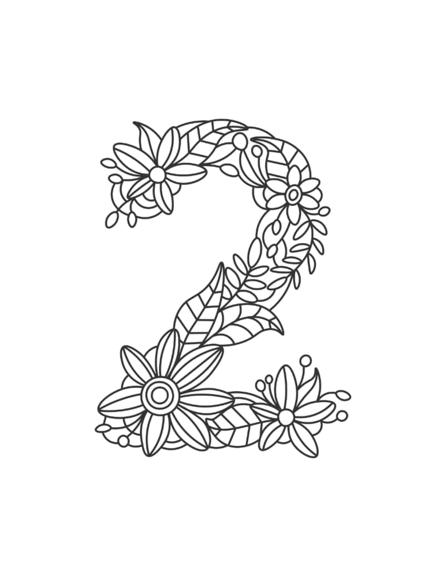 Flower Number 2 Tracing Worksheets Pdf Free Vectors